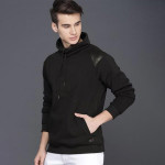 Men Black Printed Hooded Sweatshirt