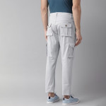 Men Blue Stretchable Slim Fit Solid Cargos